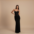 Off-Shoulder Strapless Evening Gown in Radiant Fabric for Formal Events and Special Occasions