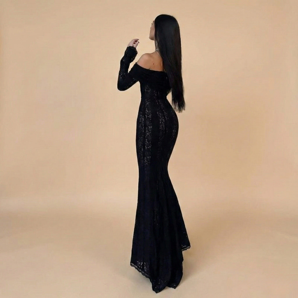 Off-Shoulder Women's Dress in Elegant Fabric for Evening Events and Parties