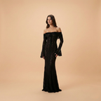 Off-Shoulder Women's Dress in Elegant Fabric for Evening Events and Parties