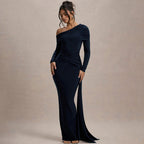 One-Shoulder Maxi Dress in Soft Fabric for Evening Wear and Special Occasions