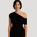 One-Shoulder Ruched Maxi Dress for Women | Elegant Summer Evening Wear in Lightweight Fabric