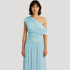 One-Shoulder Ruched Maxi Dress for Women | Elegant Summer Evening Wear in Lightweight Fabric