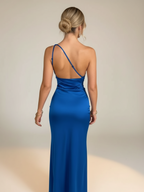 One-Shoulder Starlight Gown for Women - Elegant Evening Dress in Lightweight Fabric for Formal Events and Special Occasions
