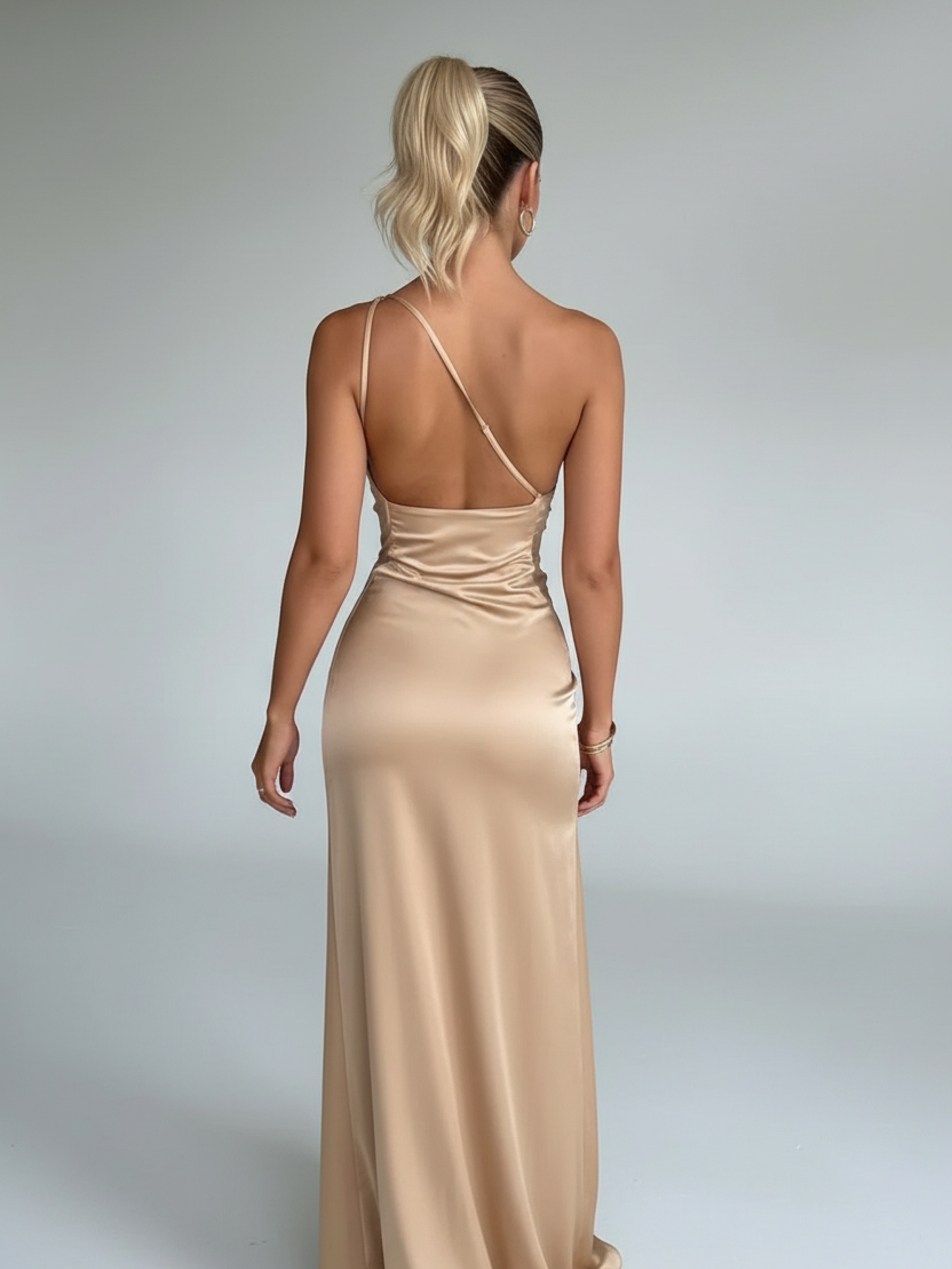 One-Shoulder Starlight Gown for Women - Elegant Evening Dress in Lightweight Fabric for Formal Events and Special Occasions