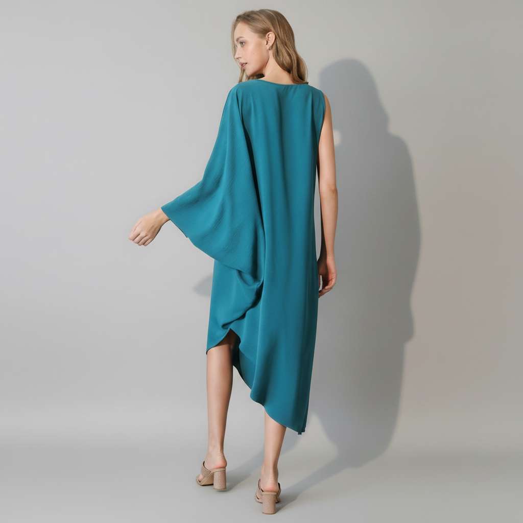 One-Sleeve Matte Crepe Dress for Women - Elegant Evening Wear