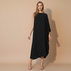 One-Sleeve Matte Crepe Dress for Women - Elegant Evening Wear