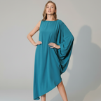 One-Sleeve Matte Crepe Dress for Women - Elegant Evening Wear
