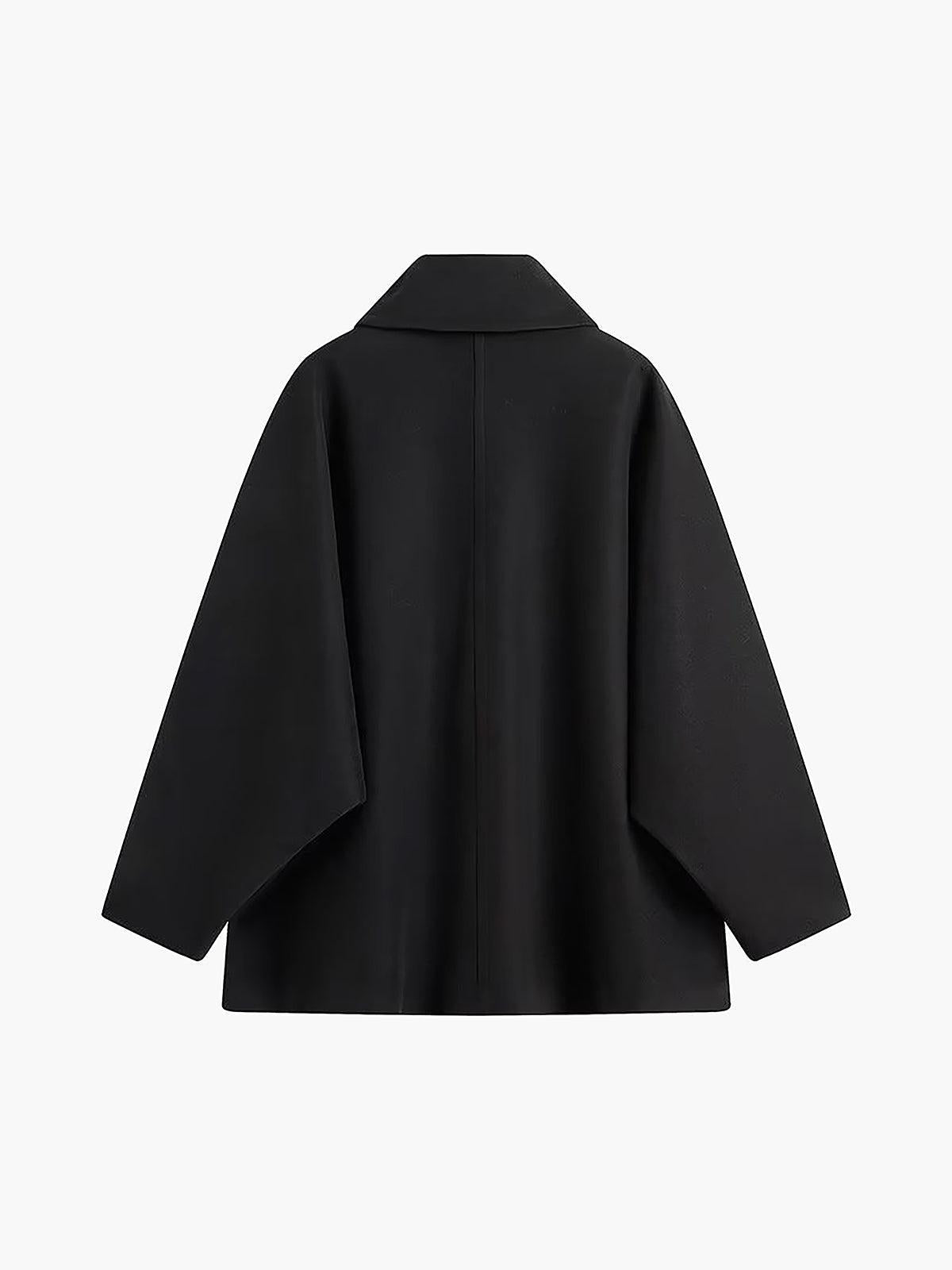 Oversized Wool-Blend Women's Coat with Button Closure for Casual Wear