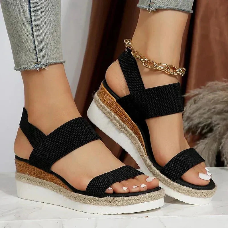 Platform Sandals for Comfort and Support - Adjustable Straps, Casual Wear