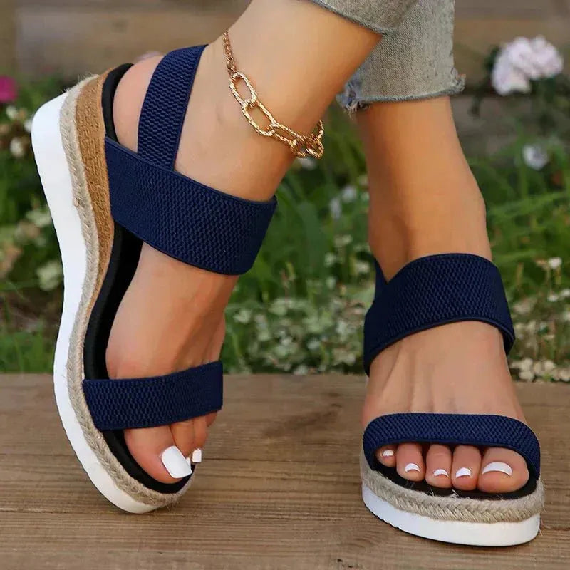 Platform Sandals for Comfort and Support - Adjustable Straps, Casual Wear