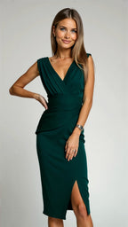 Pleated Evening Dress for Women | Elegant Fit | Formal Wear | Lightweight Fabric | Perfect for Weddings and Special Occasions