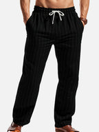 Relaxed Pinstripe Linen Blend Pants for Casual Wear