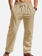 Relaxed Pinstripe Linen Blend Pants for Casual Wear