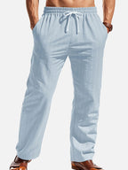 Relaxed Pinstripe Linen Blend Pants for Casual Wear