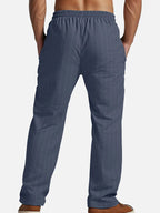 Relaxed Pinstripe Linen Blend Pants for Casual Wear