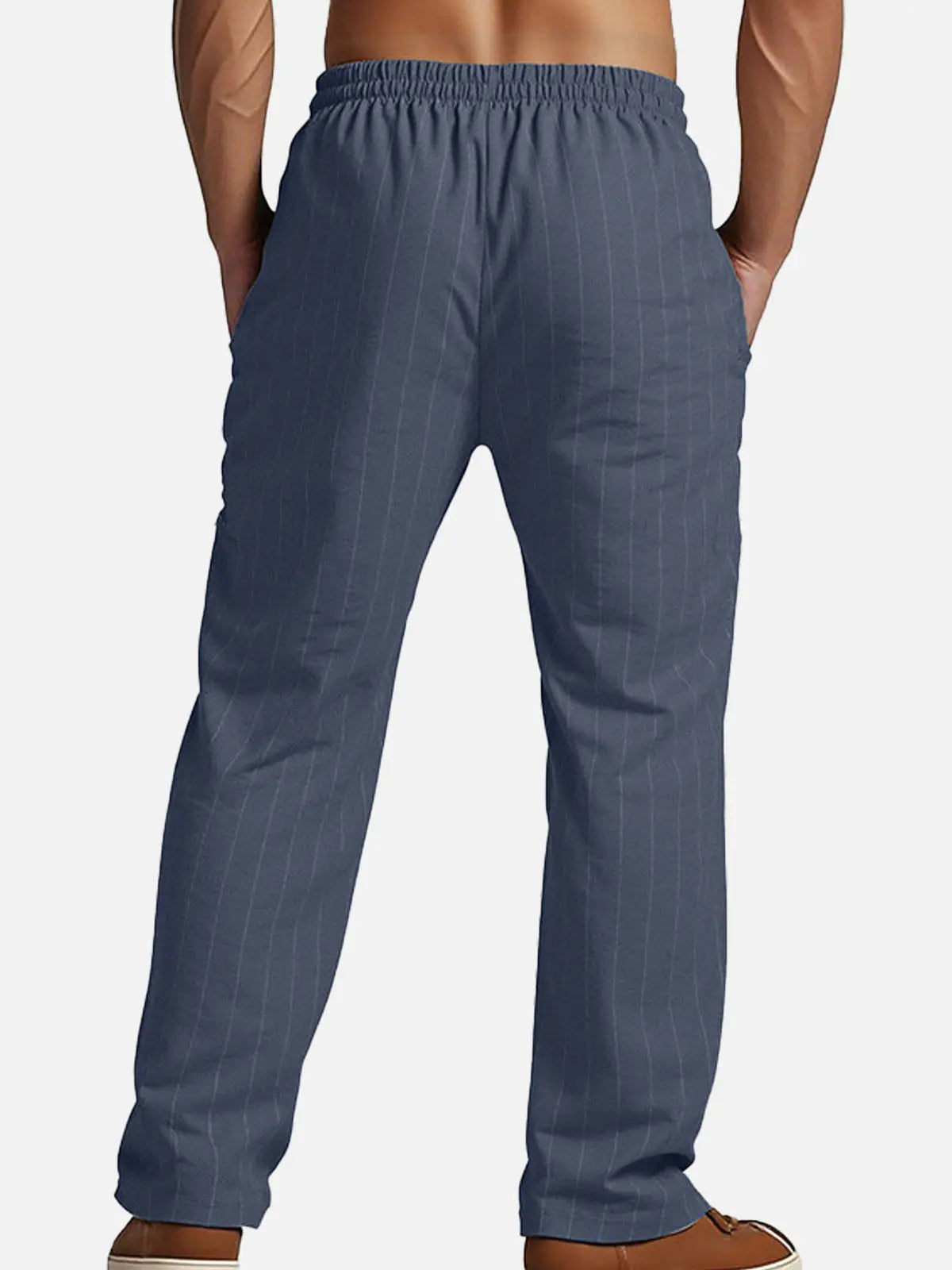 Relaxed Pinstripe Linen Blend Pants for Casual Wear