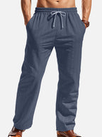 Relaxed Pinstripe Linen Blend Pants for Casual Wear