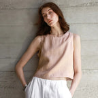 Reversible Linen Crop Top for Women - Lightweight Summer Fashion Top