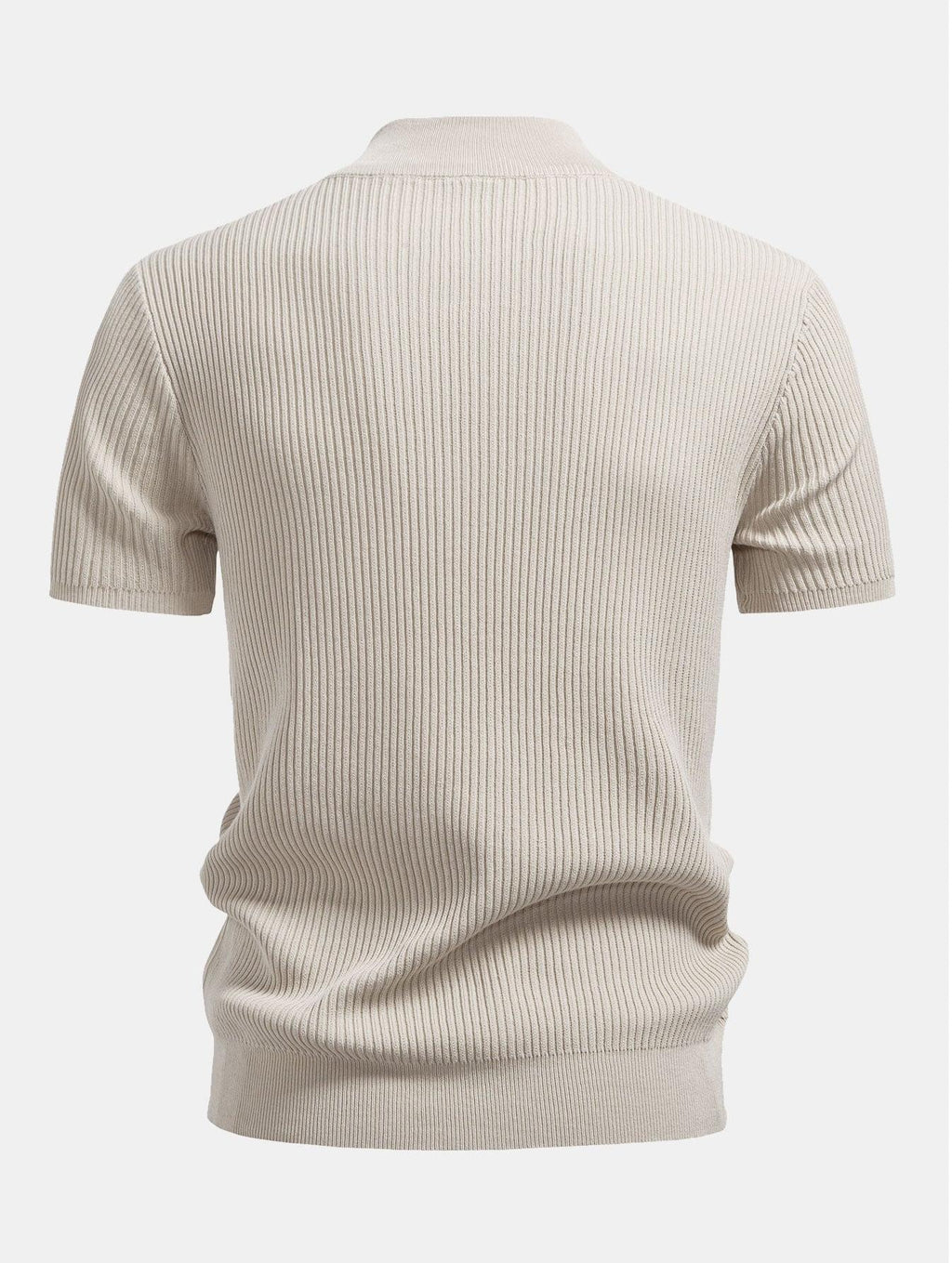Ribbed Knit Mock Neck T-Shirt - Basic Style for Everyday Wear