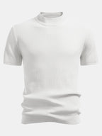 Ribbed Knit Mock Neck T-Shirt - Basic Style for Everyday Wear