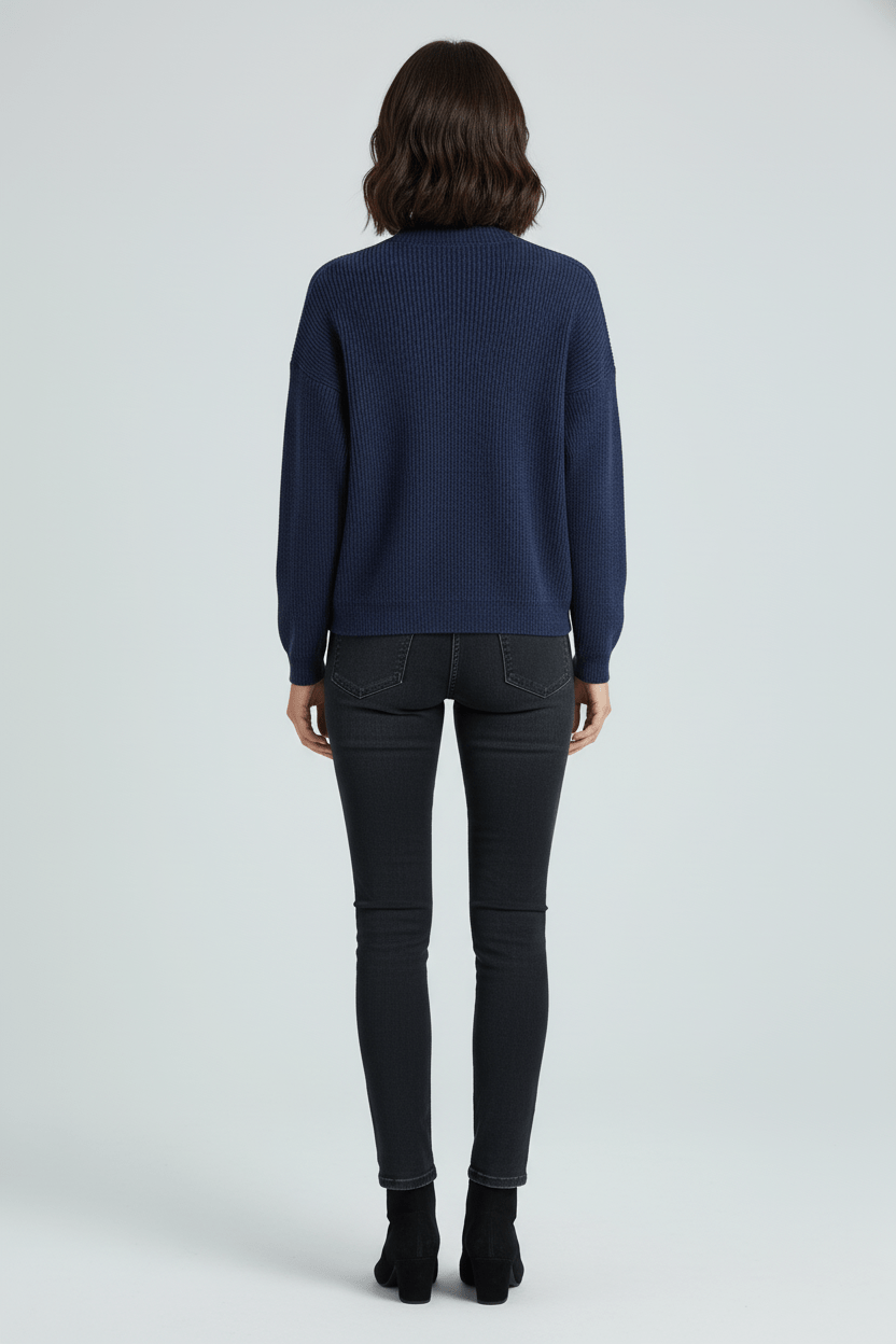 Ribbed Knit Wrap Sweater Top for Women with Asymmetrical Hem