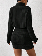 Ribbed Turtleneck Long Sleeve Dress in Soft Knit Fabric for Casual or Office Wear