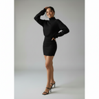 Ribbed Turtleneck Long Sleeve Dress in Soft Knit Fabric for Casual or Office Wear