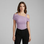 Ruched Mesh Crop Top for Women - Stylish Casual Wear for Summer