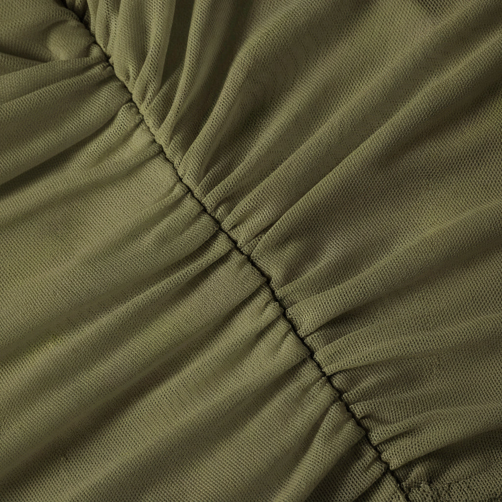 Ruched Mesh Crop Top for Women - Stylish Casual Wear for Summer