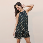 Ruffle Halter Dress in Lightweight Fabric for Summer Events and Casual Outings