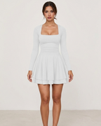 Ruffle Mini Dress with Square Neck - Casual Summer Outfit for Women