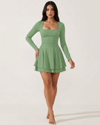Ruffle Mini Dress with Square Neck - Casual Summer Outfit for Women