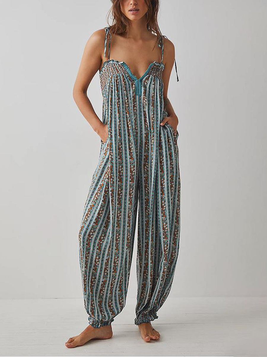 Boho Jumpsuit for Women - Lightweight Cotton, Casual Summer Outfit