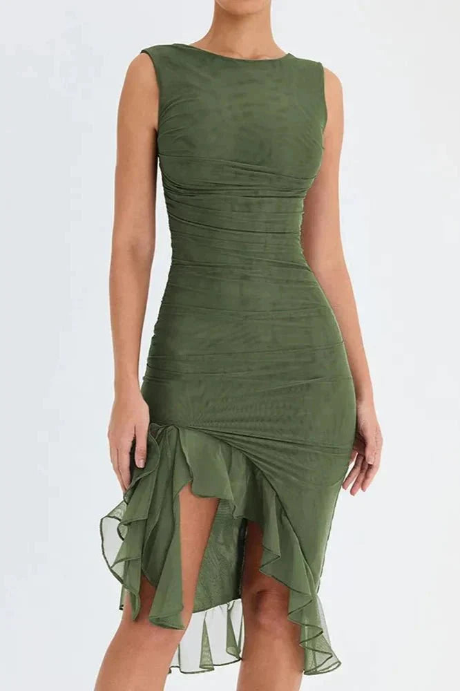 Sleeveless Ruched Midi Dress for Women UK – Wedding Guest & Mother of the Bride