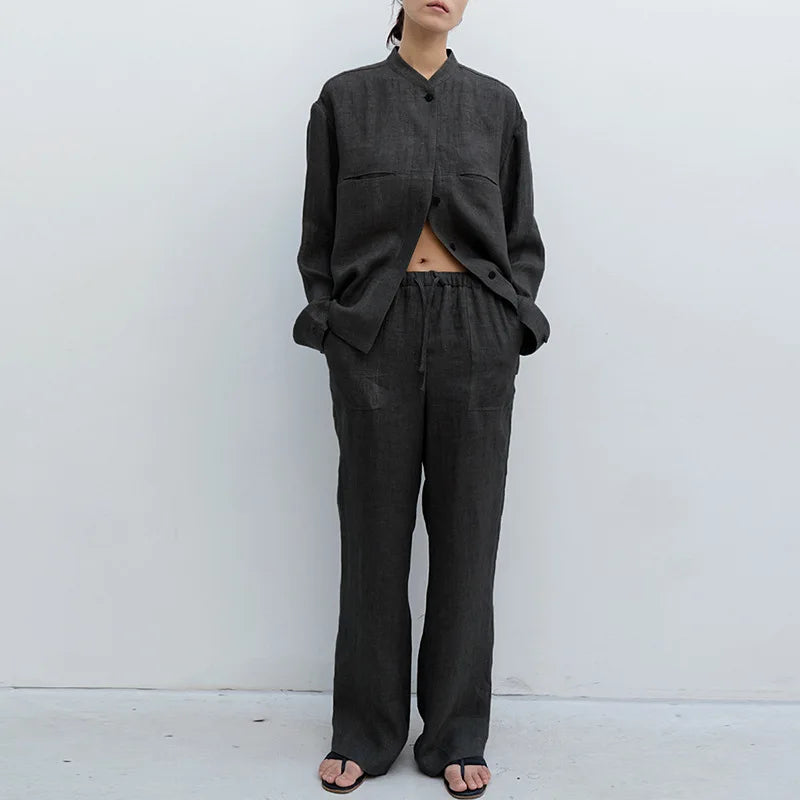 Straight Linen Drawstring Pants for Casual Wear - Lightweight and Comfortable
