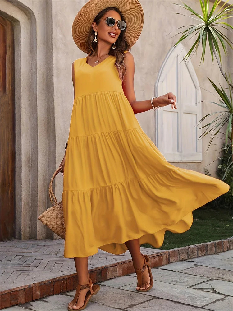 Sleeveless Tiered Maxi Dress for Women UK – Garden Party & Summer Occasion Wear