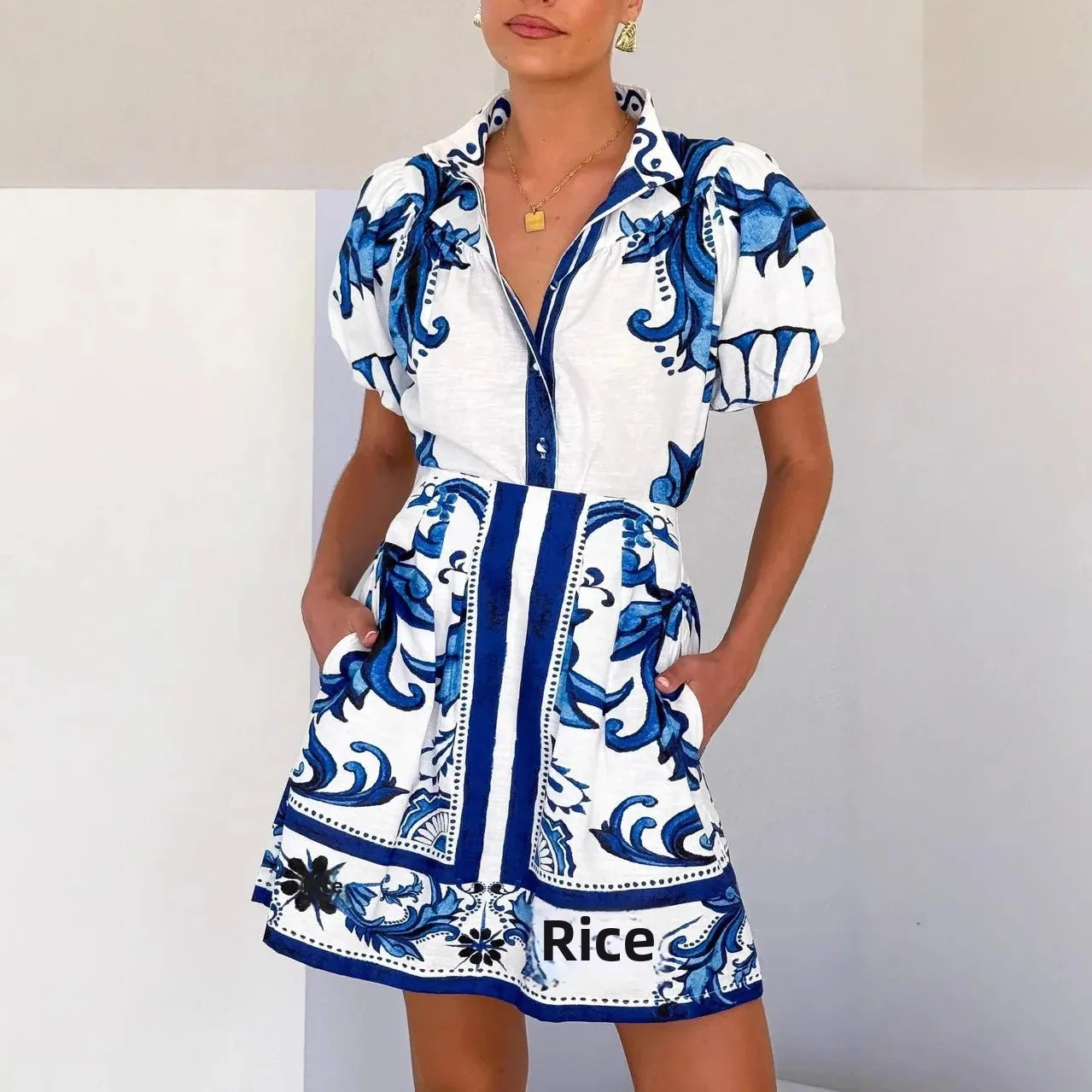 Floral Linen Two-Piece Dress for Women - Casual Summer Outfit