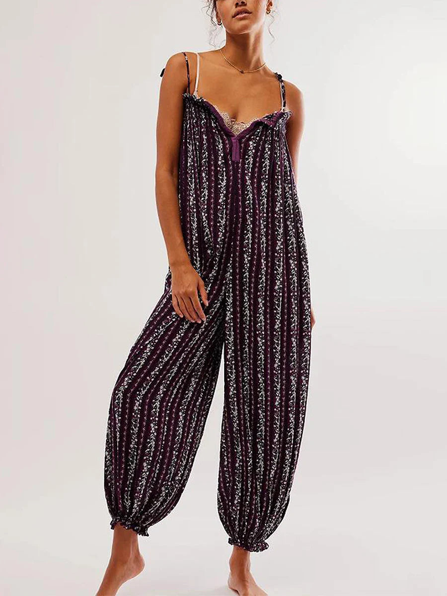 Boho Jumpsuit for Women - Lightweight Cotton, Casual Summer Outfit