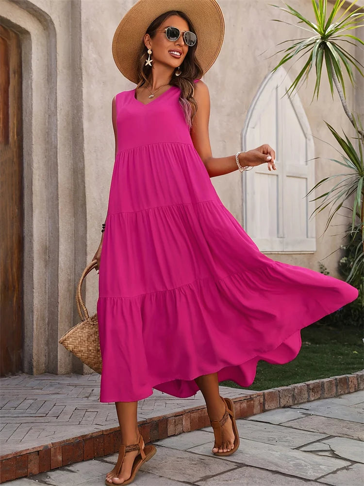 Sleeveless Tiered Maxi Dress for Women UK – Garden Party & Summer Occasion Wear