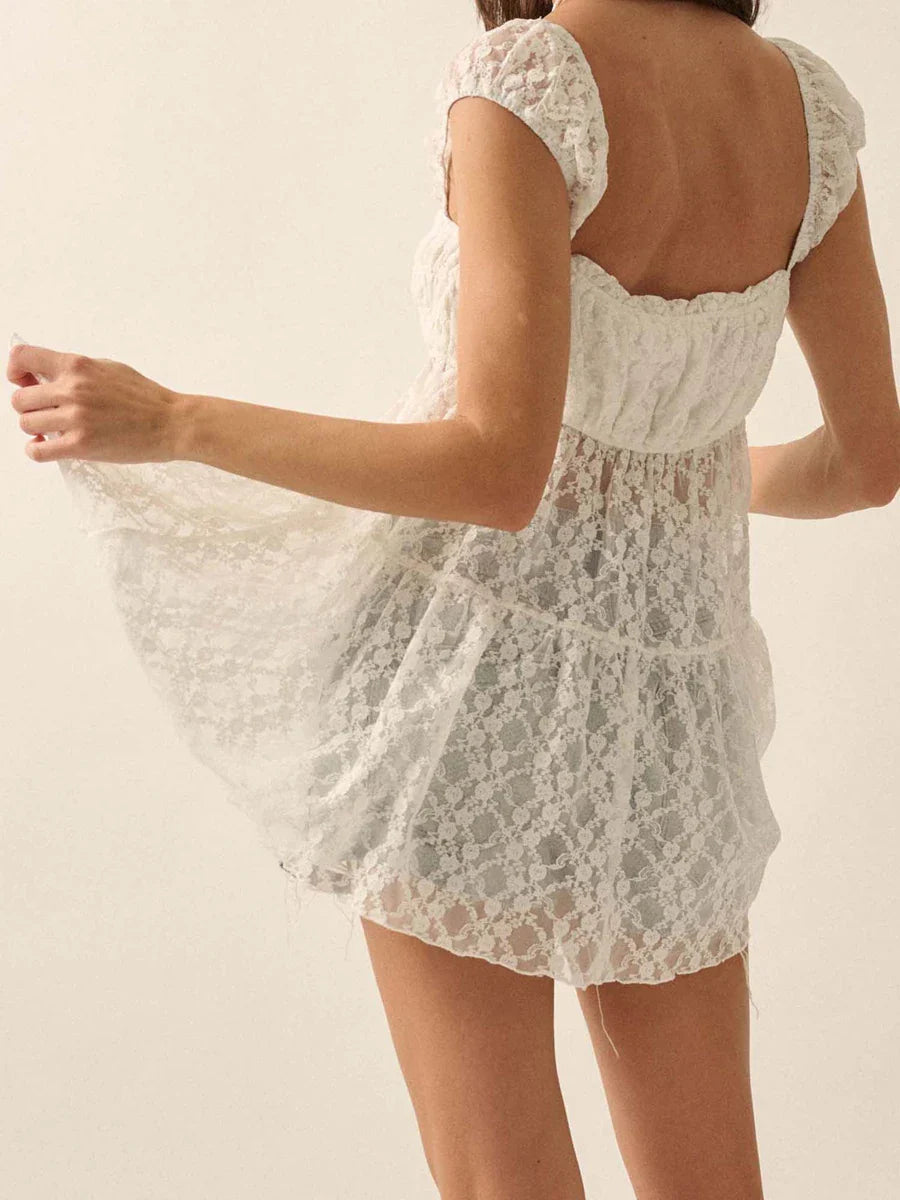 Summer Cutout Dress Top - Lightweight Fabric, Casual Style for Warm Weather
