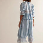 Sage Lace Ruffle Two-Piece Set for Women - Elegant Summer Outfit
