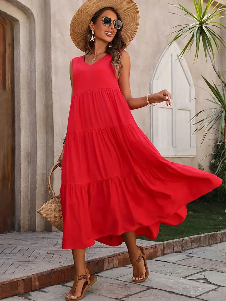 Sleeveless Tiered Maxi Dress for Women UK – Garden Party & Summer Occasion Wear