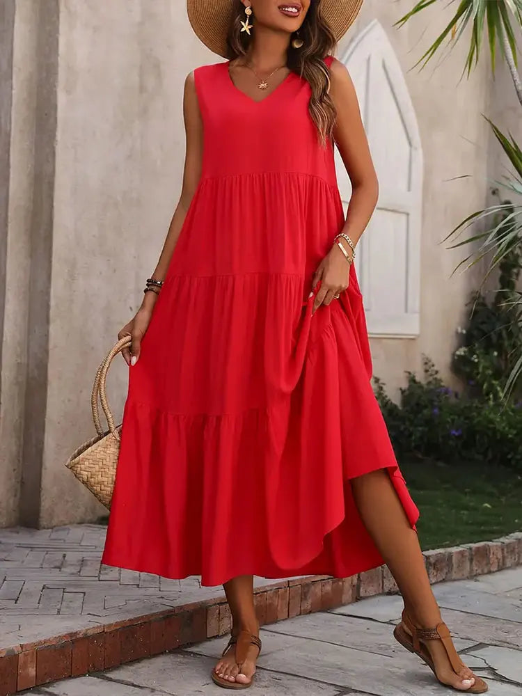 Sleeveless Tiered Maxi Dress for Women UK – Garden Party & Summer Occasion Wear