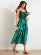 Floral Maxi Dress - Lightweight Fabric - Bohemian Style - Perfect for Summer Events