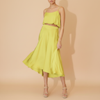 Silk Midi Swing Skirt for Women - Elegant Casual Wear in Flowing Design