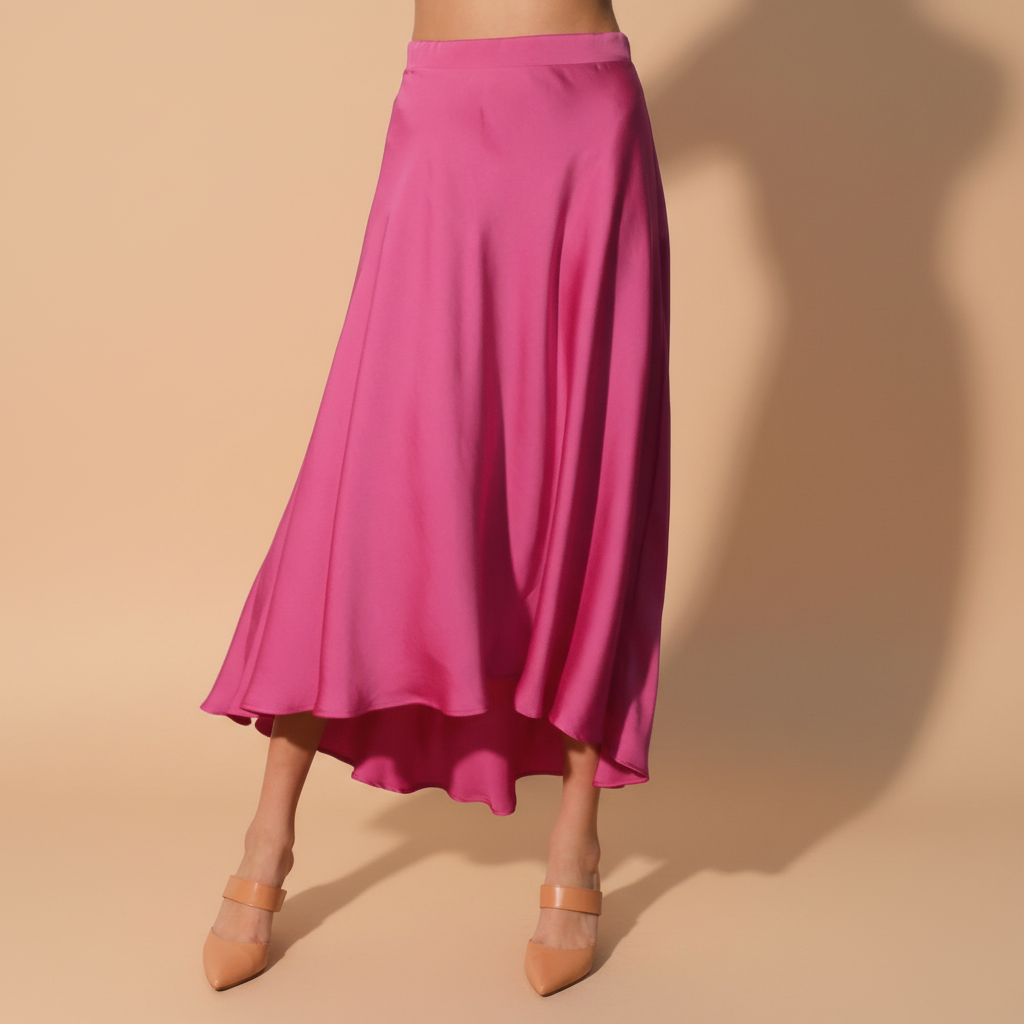 Silk Midi Swing Skirt for Women - Elegant Casual Wear in Flowing Design