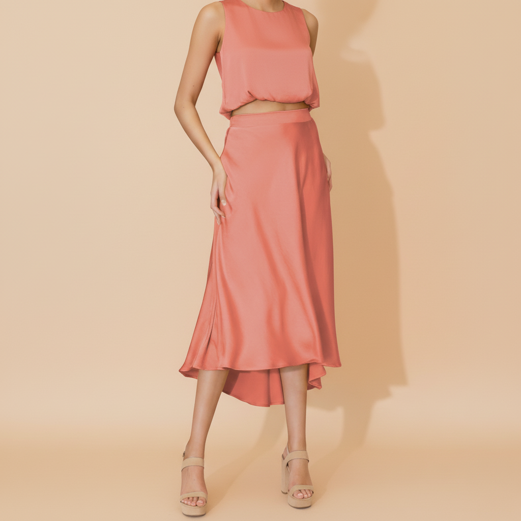 Silk Midi Swing Skirt for Women - Elegant Casual Wear in Flowing Design