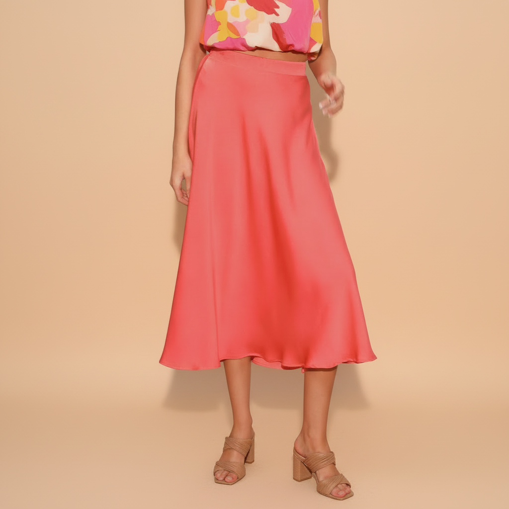 Silk Midi Swing Skirt for Women - Elegant Casual Wear in Flowing Design
