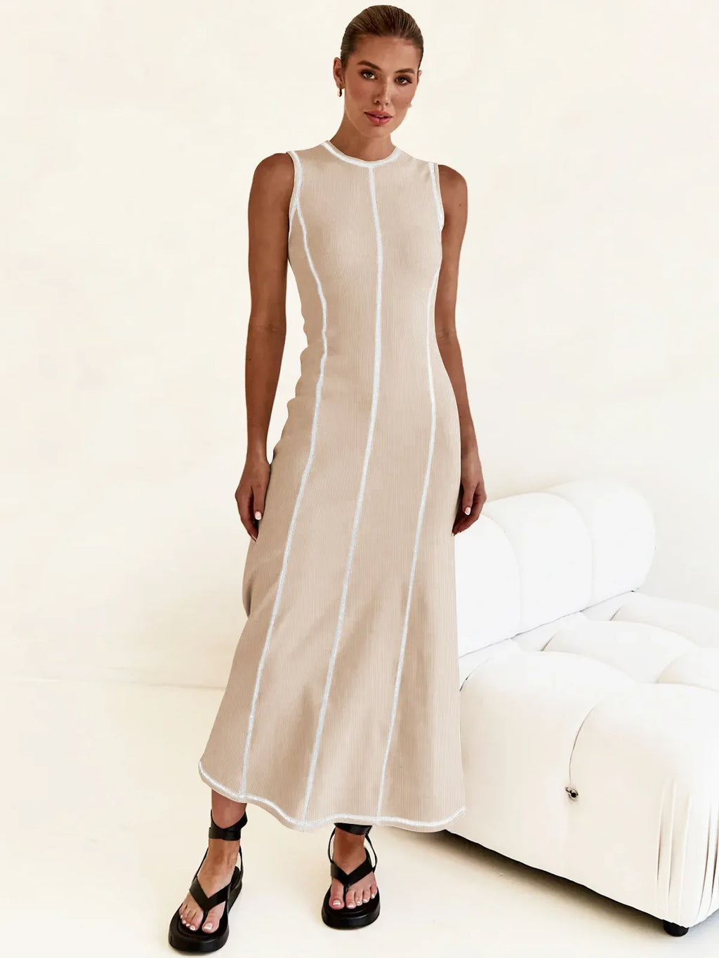 Sleeveless Knit Maxi Dress for Women - Comfortable Casual Summer Wear