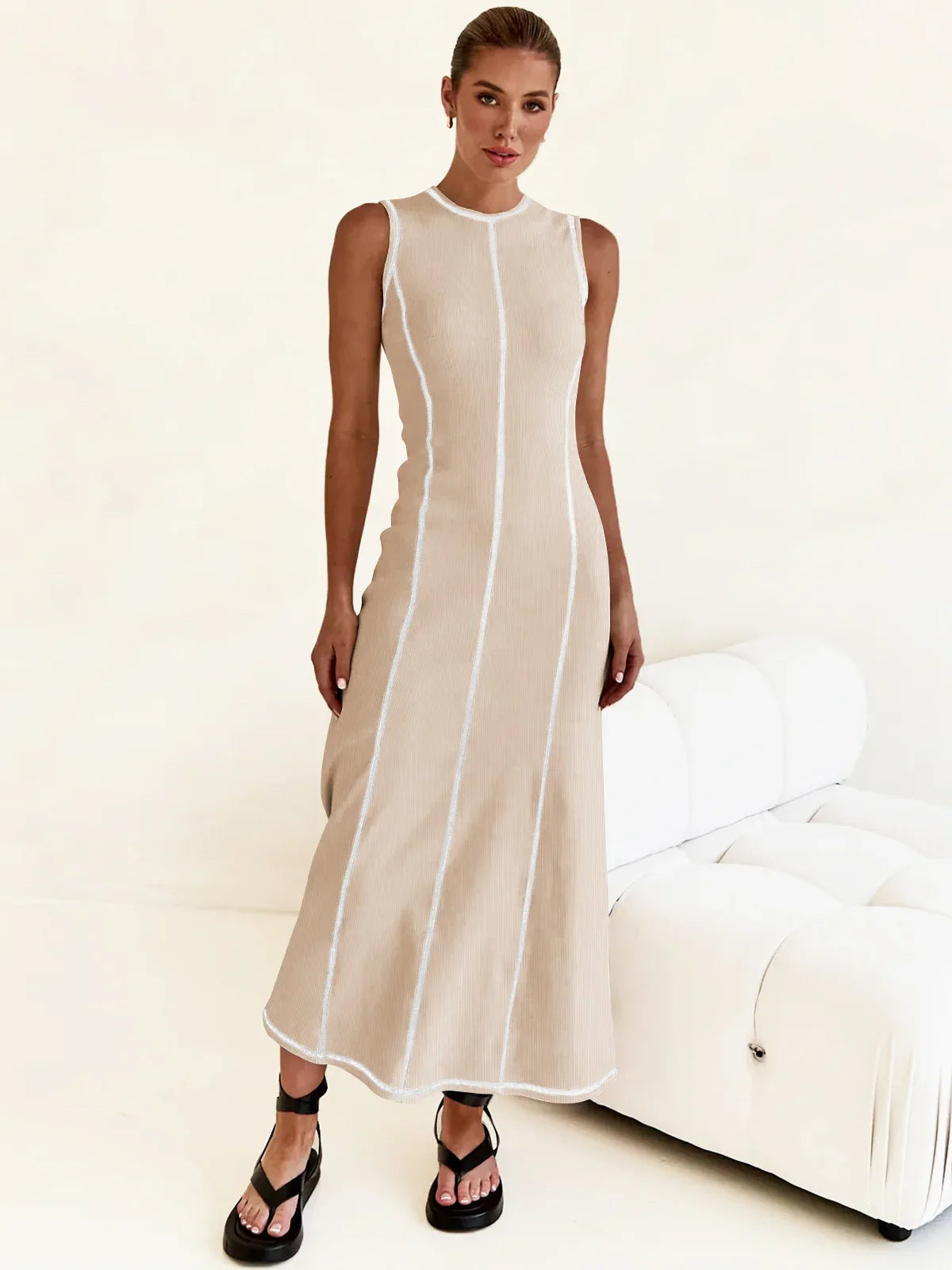 Sleeveless Knit Maxi Dress for Women - Comfortable Casual Summer Wear